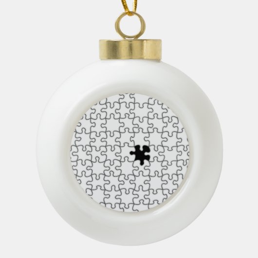 Het ontbrekende patroonpatroon van het puzzelstuk keramische bal ornament (Voorkant)