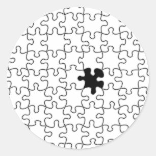 Het ontbrekende patroonpatroon van het puzzelstuk ronde sticker