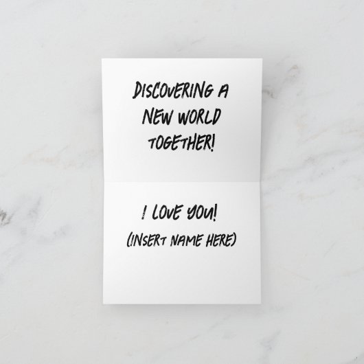Het ontdekken van een nieuwe wereld samen groet kaart (Binnen)