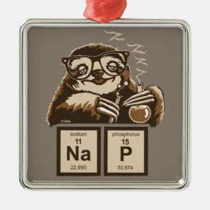 Het ontdekte dutje van de chemie luiaard metalen ornament