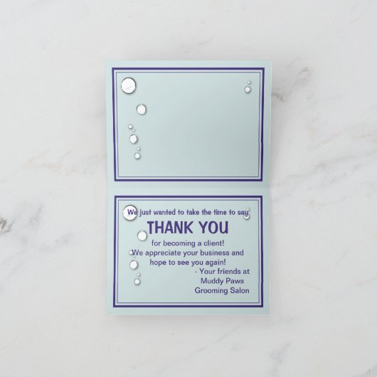 Het Onthaal van Groomer van de hond en van het Bedankkaart (Binnen)