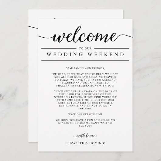 Het Onthaal van het Weekend van de bruiloft en de  (Voorkant / Achterkant)