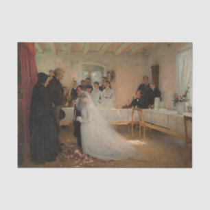 Het ontslaan van het jonge paar voor het huwelijk tissuepapier