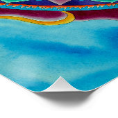 Het ontvlammen van Heart Mandala in waterkleur Perfect Poster (Hoek)