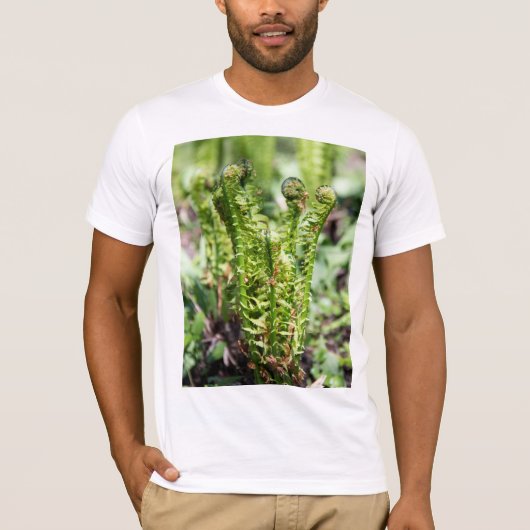 Het ontwaken van jonge fern in de tuin t-shirt (Voorkant)