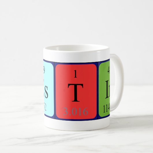 Het ontwerp periodieke lijstnaam mok (Voorkant rechts)