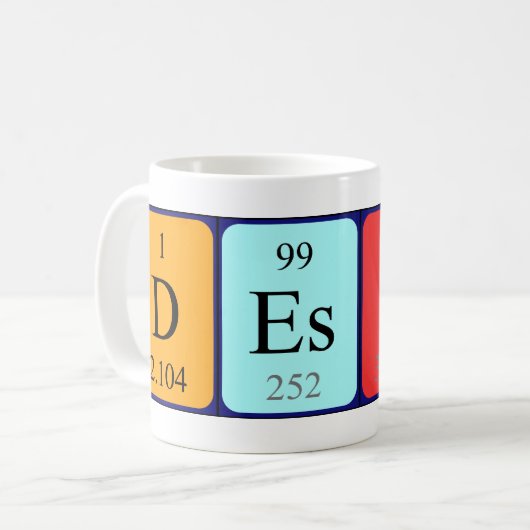 Het ontwerp periodieke lijstnaam mok (Voorkant links)