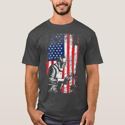 Het ontwerp van de Amerikaanse Flag Welder Fathers T-shirt (Voorkant)