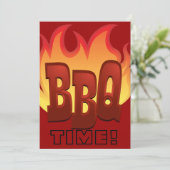 het ontwerp van de bbq - vlamtekst nodigt uit kaart (Staand voorkant)
