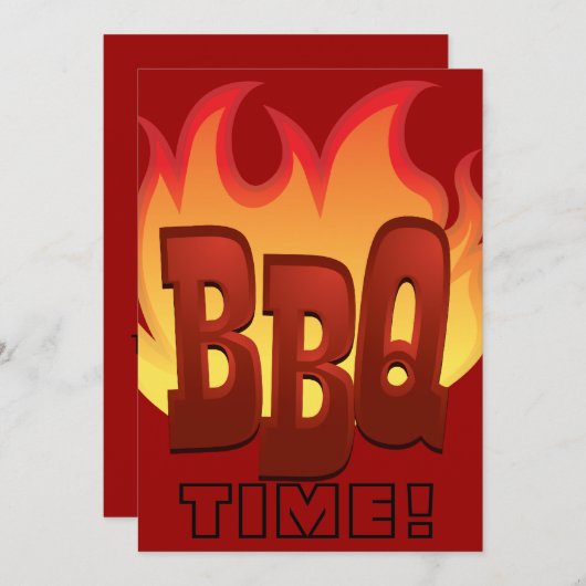 het ontwerp van de bbq - vlamtekst nodigt uit kaart (Voorkant / Achterkant)