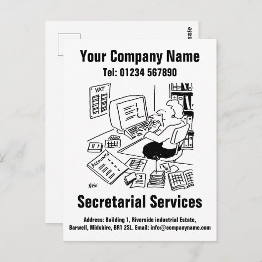 Het Ontwerp van de Cartoon van de Diensten van het Briefkaart (Voorkant / Achterkant)