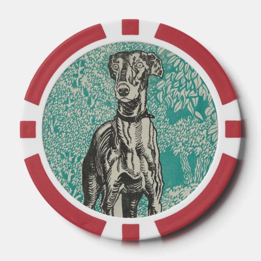 Het ontwerp van de edelhond: de windhond (1912) poker chips (Voorkant)