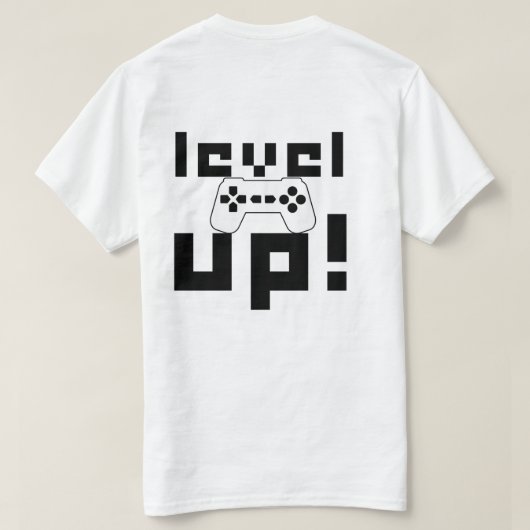 Het ontwerp van de gamecontroller level omhoog t-shirt (Design achterkant)