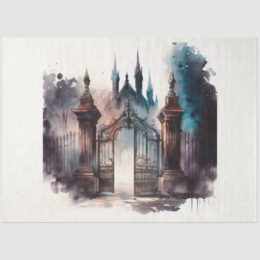 Het ontwerp van de Gothische kerkhof van de Gate R Tissuepapier (Voorkant)