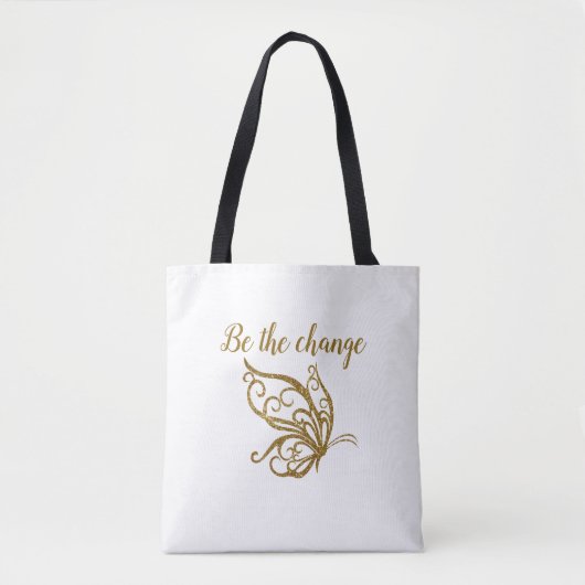 Het ontwerp van de gouden vlinder wijzigen tote bag (Voorkant)