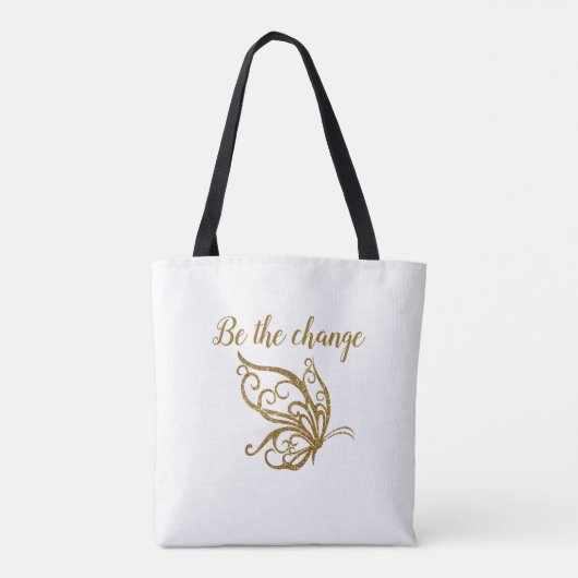 Het ontwerp van de gouden vlinder wijzigen tote bag (Achterkant)
