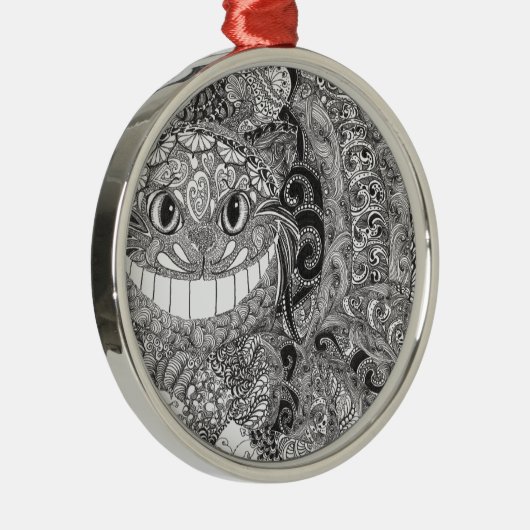 Het Ontwerp van de Kat van Cheshire Metalen Ornament (Rechts)