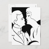 Het ontwerp van de Kiss-Valentijn zwart-wit-deco Feestdagenkaart (Voorkant / Achterkant)