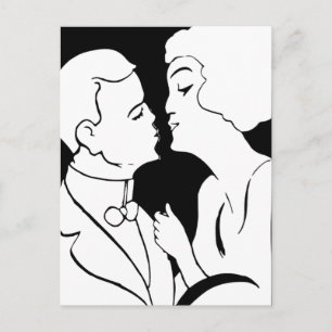 Het ontwerp van de Kiss-Valentijn zwart-wit-deco Feestdagenkaart