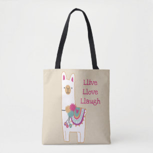 Het ontwerp van de stomme lama met douane achtergr tote bag