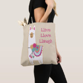 Het ontwerp van de stomme lama met douane achtergr tote bag (Dichtbij)