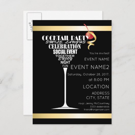 Het ontwerp van de Uitnodiging van de partij. (Voorkant / Achterkant)