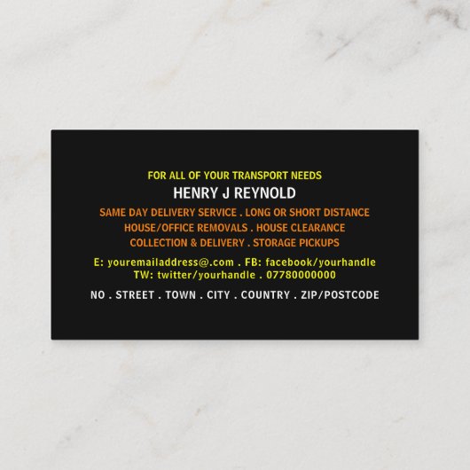 Het ontwerp van de verwijderingsdoos van het Man,  Visitekaartje (Achterkant)