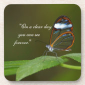 Het Ontwerp van de Vlinder van Glasswing "op van Bier Onderzetter (Voorkant)