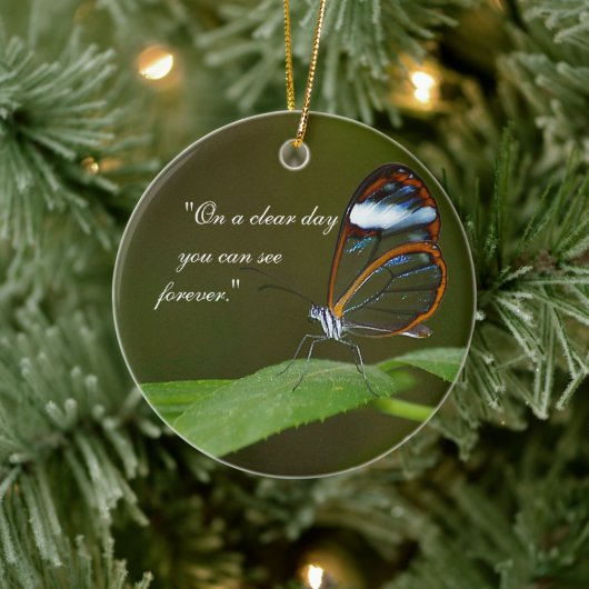 Het Ontwerp van de Vlinder van Glasswing "op van Keramisch Ornament (Boom)