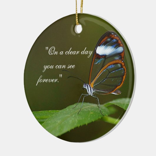 Het Ontwerp van de Vlinder van Glasswing "op van Keramisch Ornament (Links)