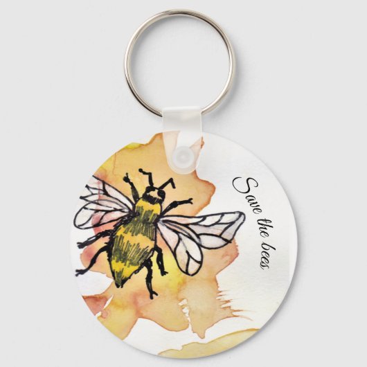 Het ontwerp van de waterverf van de bijen opslaan sleutelhanger (Voorkant)