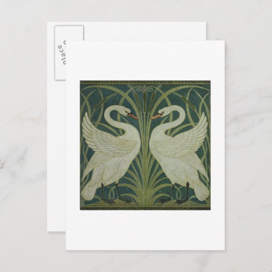 Het ontwerp van het behang 'Swan, Rush and Iris' Briefkaart (Voorkant / Achterkant)