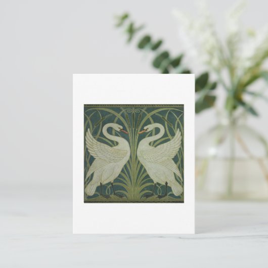 Het ontwerp van het behang 'Swan, Rush and Iris' Briefkaart (Staand voorkant)