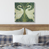 Het ontwerp van het behang 'Swan, Rush and Iris' Canvas Afdruk (Insitu (Slaapkamer))