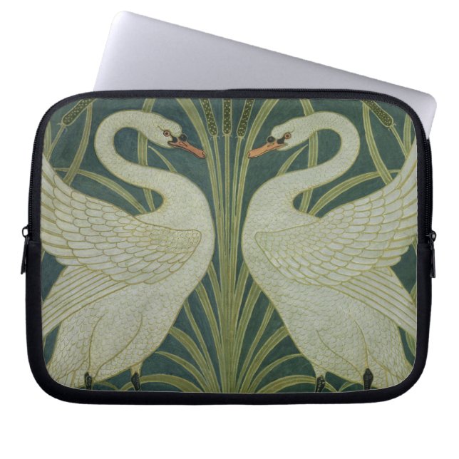 Het ontwerp van het behang 'Swan, Rush and Iris' Laptop Sleeve (Voorkant)