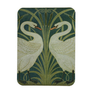 Het ontwerp van het behang 'Swan, Rush and Iris' Magneet