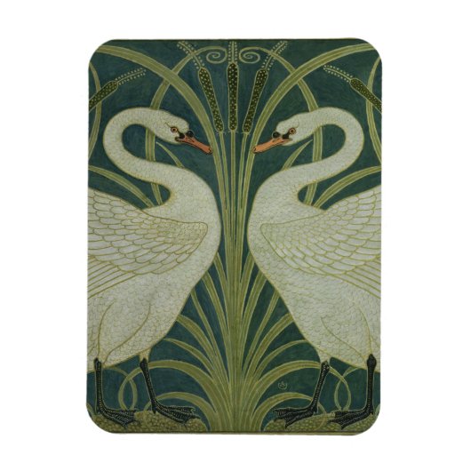 Het ontwerp van het behang 'Swan, Rush and Iris' Magneet (Verticaal)