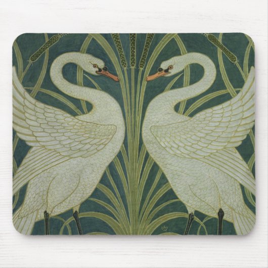 Het ontwerp van het behang 'Swan, Rush and Iris' Muismat (Voorkant)
