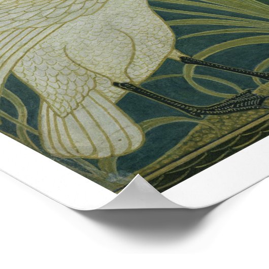 Het ontwerp van het behang 'Swan, Rush and Iris' Poster (Hoek)