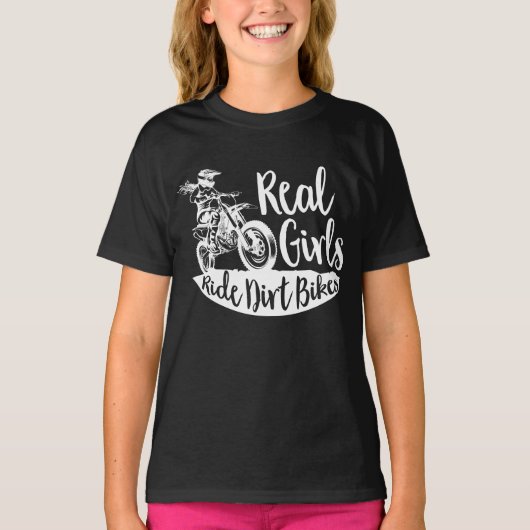 Het ontwerp van het echte meisje Ride Dirt Bikes F T-shirt (Voorkant)