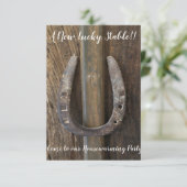 Het ontwerp van het hoefijzer rustige kleuren een RSVP kaartje (Staand voorkant)