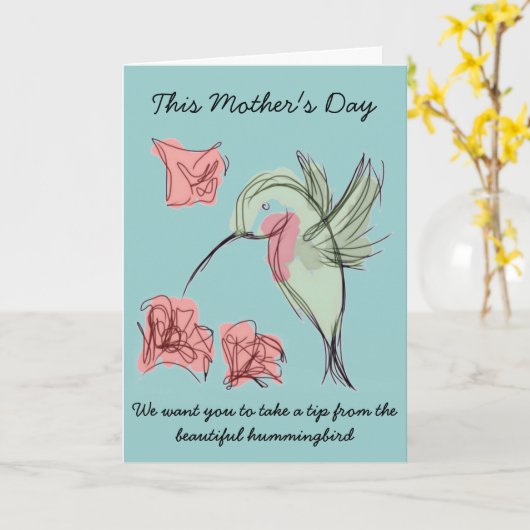 Het Ontwerp van het Moederdag van de Kolibrie van Kaart (Gele Bloem)