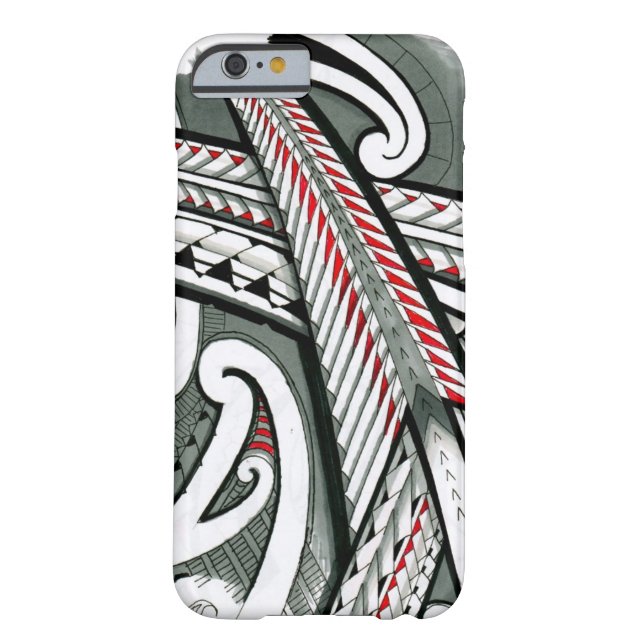 het ontwerp van het polynesiaanse rode grijze tatt Case-Mate iPhone case (Achterkant)