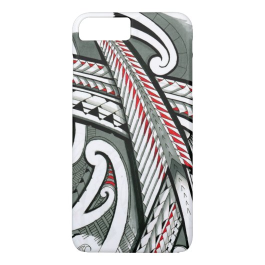het ontwerp van het polynesiaanse rode grijze tatt Case-Mate iPhone case (Achterkant)