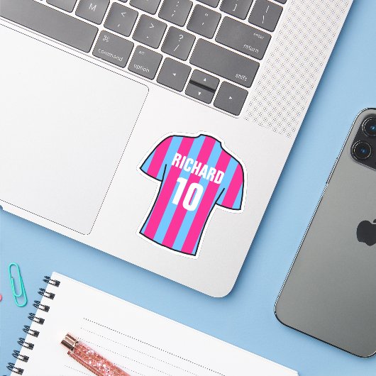 Het ontwerp van het shirt van het football in Clar Sticker (Laptop met iPhone)