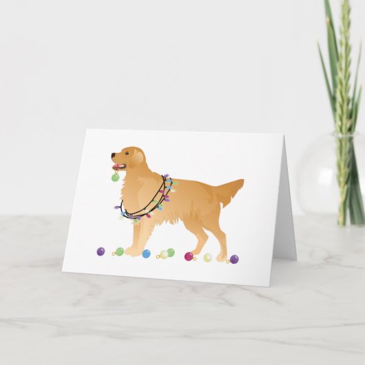 Het Ontwerp van Kerstmis van het golden retriever Feestdagen Kaart (Voorkant)