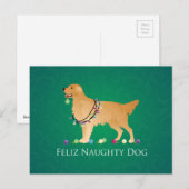 Het Ontwerp van Kerstmis van het golden retriever Feestdagenkaart (Voorkant / Achterkant)