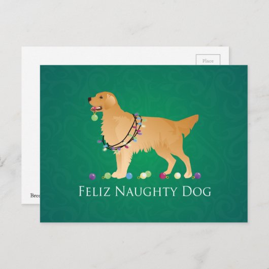 Het Ontwerp van Kerstmis van het golden retriever Feestdagenkaart (Voorkant / Achterkant)