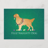 Het Ontwerp van Kerstmis van het golden retriever Feestdagenkaart (Voorkant)