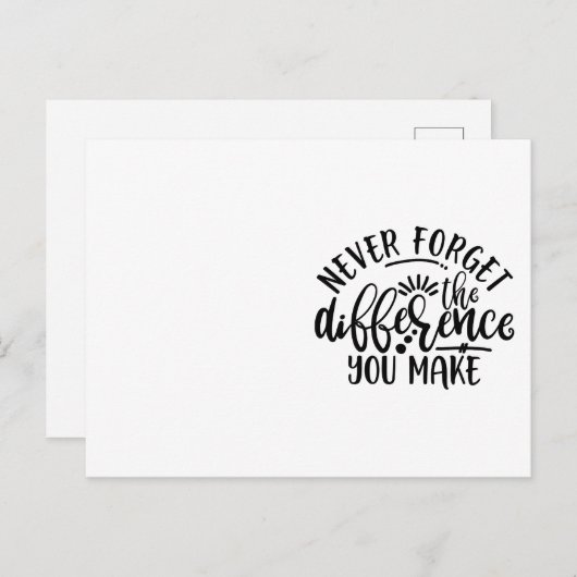 Het ontwerp van leraren vergeet nooit het verschil briefkaart (Voorkant / Achterkant)
